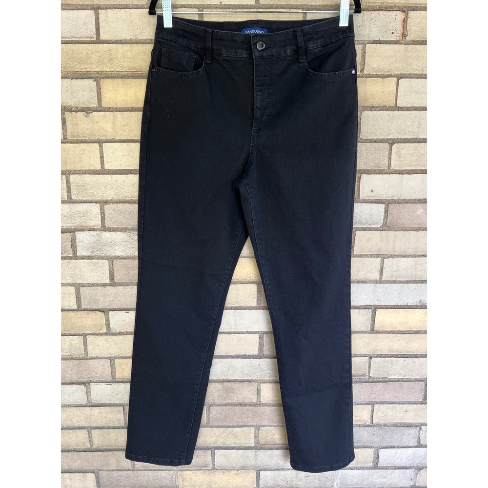 Bandolino Amy Straight Leg Jeans Black Size 12 Stretch Denim High Rise